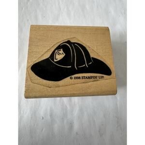 Firefighter Hat Helmet First Responder Wood Mounted Rubber Stamp Crafting #4202